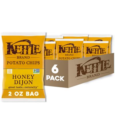 Kettle Brand Potato Chips, Honey Dijon Kettle Chips, Snack Bag, 2 Oz (Pack of 6)