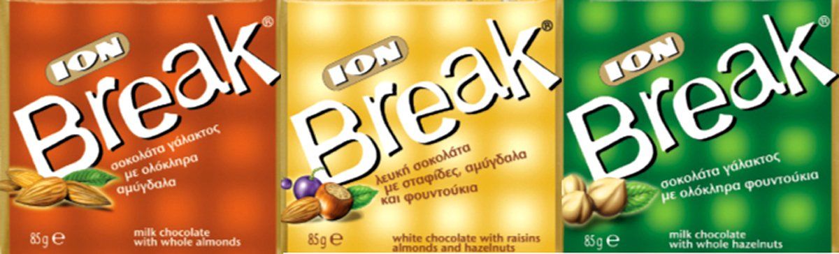 Greek Chocolate ION "Break" 3x85gr (Milk chocolate with whole almonds)