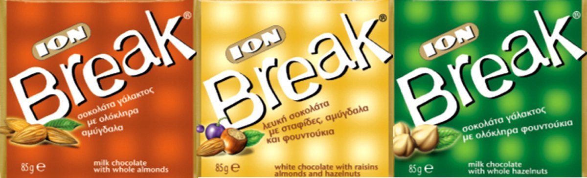 Greek Chocolate ION "Break" 3x85gr (Milk chocolate with whole almonds)