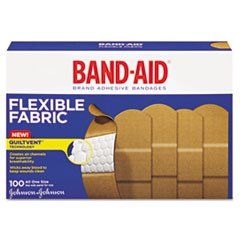 BAND-AID JOJ4444 FLEXIBLE FABRIC ADHESIVE BANDAGES,1 X 3, 100/BOX **Full Carton Of:12 BX **