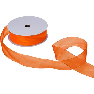 Jillson Roberts Bulk 1-1/2-Inch Sheer Ribbon, Orange, 100 Yard Spool (BFR3227)