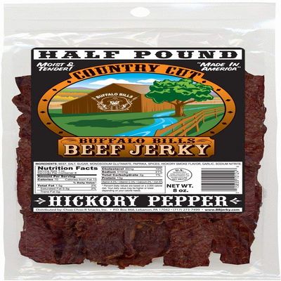 Buffalo Bills 8oz Hickory Pepper Country Cut Beef Jerky Pack (hickory beef jerky with black pepper)