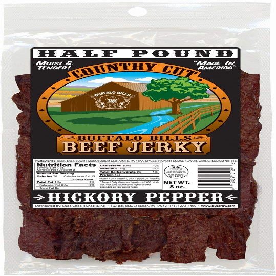 Buffalo Bills 8oz Hickory Pepper Country Cut Beef Jerky Pack (hickory beef jerky with black pepper)