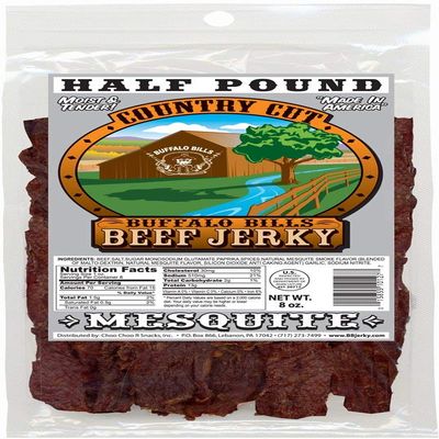 Buffalo Bills 8oz Mesquite Country Cut Beef Jerky Pack (moist & tender mesquite smoked beef jerky)