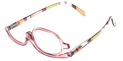 Calabria Flip Up Magnifying Makeup Reading Glasses +2.50 Pink Eye Make Up Cosmetic Rotating Single Lens Readers w/Soft Case