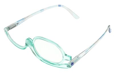 Calabria Flip Up Magnifying Makeup Reading Glasses +2.50 Blue Eye Make Up Cosmetic Rotating Single Lens Readers w/Soft Case