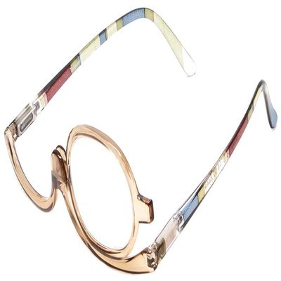 Calabria Flip Up Magnifying Makeup Reading Glasses +0.50 Olive Eye Make Up Cosmetic Rotating Single Lens Reader w/Soft Case