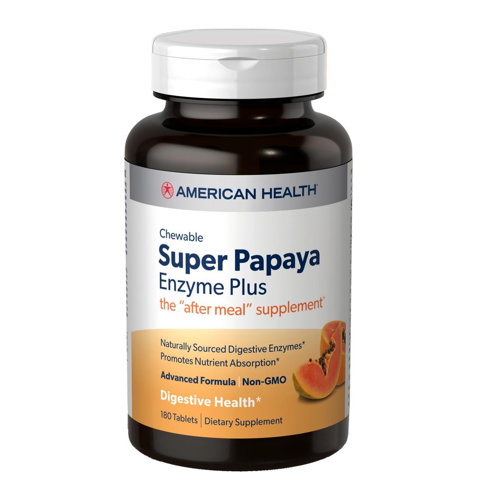 American Health Chewable Super Papaya Enzyme Plus - 180 Chewable Tablets