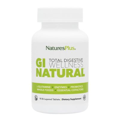 NaturesPlus GI Natural Total Digestive Wellness - 90 Bi-Layered Tablets, Pack of 2 - With L-Glutamine, Probiotics, Prebiotics & Enzymes - Gluten Free - 60 Total Servings