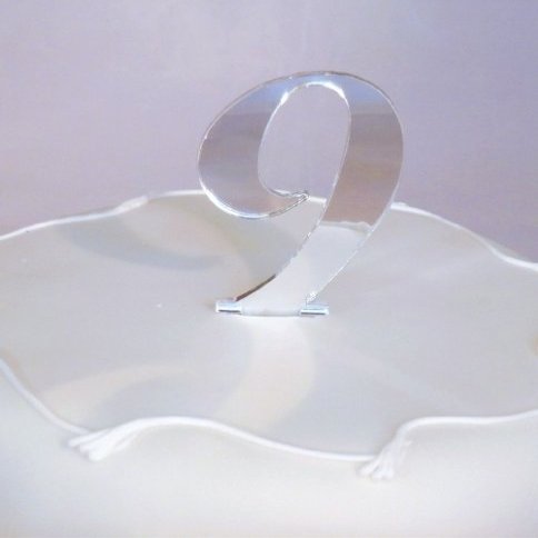 Number 9 Cake Topper Mirrors - 6cm + 4cm Spike