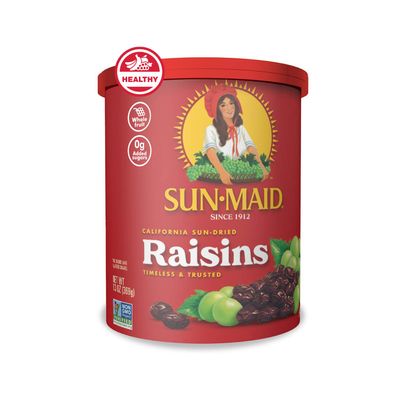Sun-Maid California Sun-Dried Raisins - 13 oz Resealable Canister - Dried Fruit for Healthy Snacks, School Lunches, and Natural Sweeteners