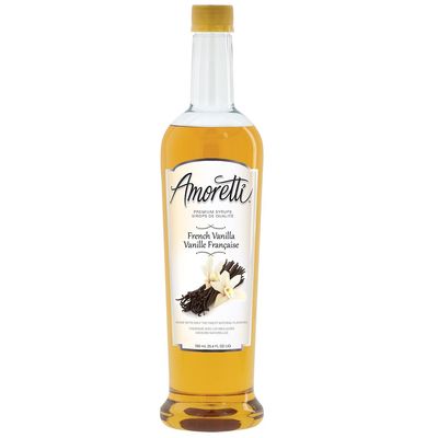 Amoretti - Premium French Vanilla Syrup with Pump for Flavoring Coffees, Cocktails, and other Beverages, 94 Servings Per Bottle (750 ml), Gluten Free, GMO/GEO Free, Preservative Free