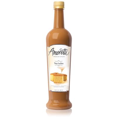 Amoretti - Premium Tres Leches Syrup, 94 Servings Per Bottle (750 ml), with Pump for Flavoring Coffees, Cocktails, and other Beverages, Gluten Free, GMO/GEO Free, Preservative Free