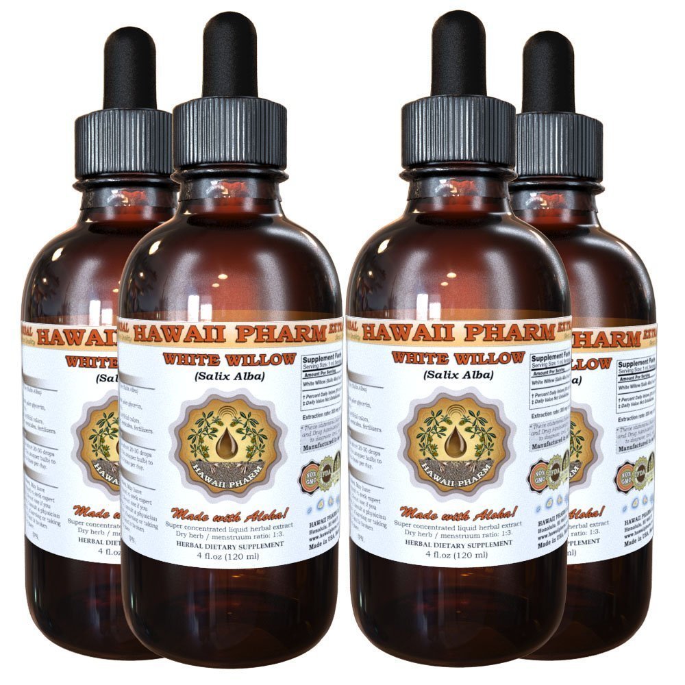 Hawaii Pharm White Willow (Salix alba) Liquid Extract 4x4 fl.oz