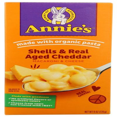 Annie's Homegrown Shells & Real Aged Cheddar Mac & Cheese 6-Ounce (Pack of 3)