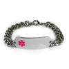 Allergic to NSAIDs Medical ID Alert Bracelet with Embossed Emblem and Wide Chain. Style: Classic Wide, Premium Series. view 1