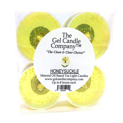 4 Pack of Honeysuckle Up to 8 Hours Each Scented Mineral Oil Based Tea Lights by The Gel Candle Company