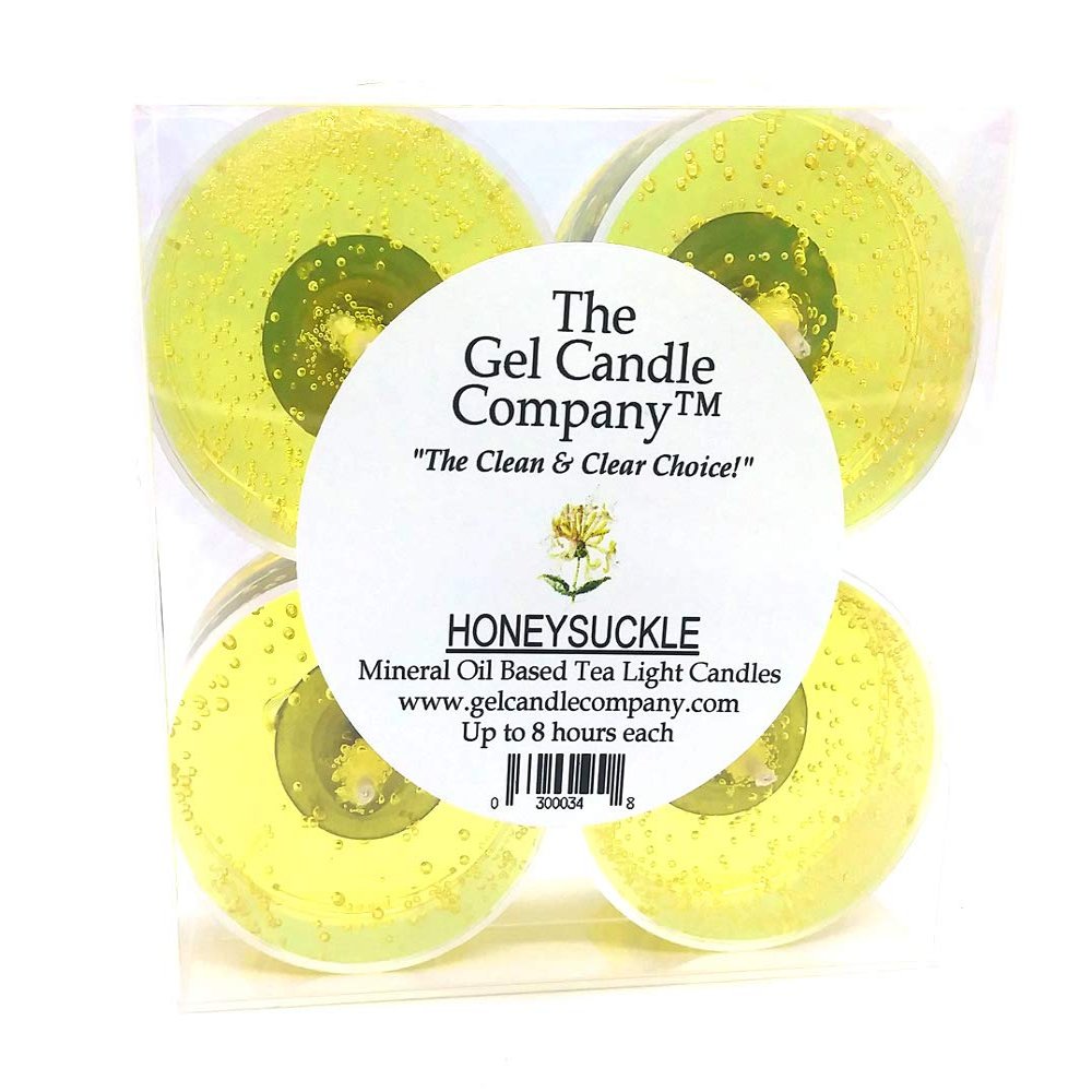 4 Pack of Honeysuckle Up to 8 Hours Each Scented Mineral Oil Based Tea Lights by The Gel Candle Company