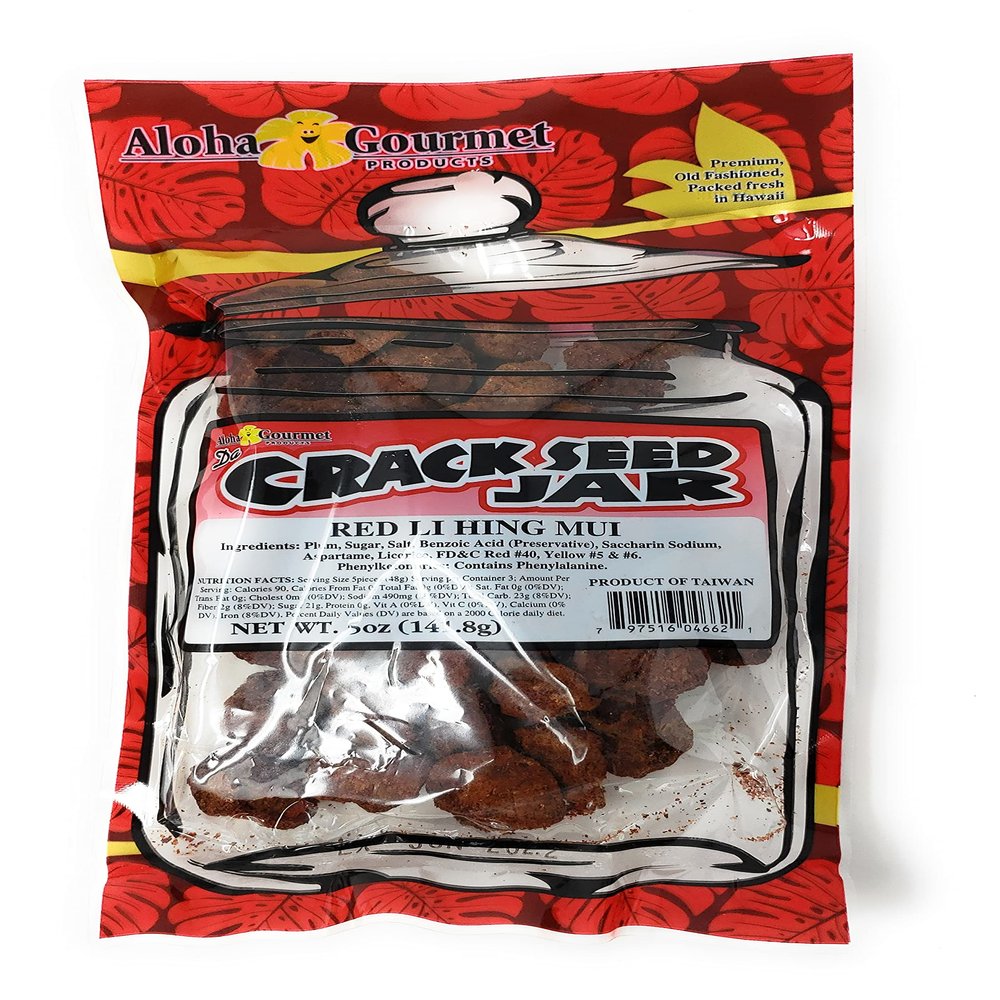 Aloha Gourmet Da Crack Seed Jar Red Li Hing Mui 5 oz