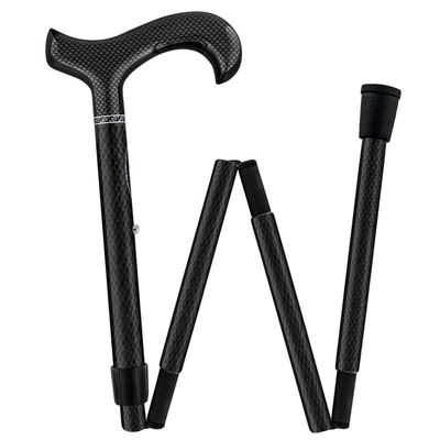 Lightweight Mesh Carbon Fiber Walking Cane Foldable Adjustable Shaft with Derby Handle Stylish Canes Women for Men