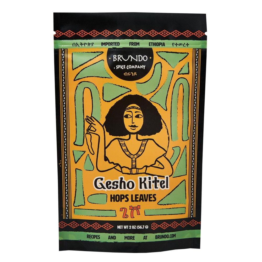 Brundo Ethiopian Spice Company Gesho Kitel | Authentic Brewing Hops Leaves | Hand Picked and Processed | Harvested in and Imported from Ethiopia | Non GMO | Organic | No preservatives | (4oz)