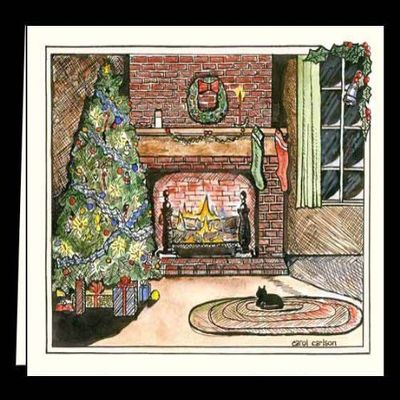 CHRISTMAS WINTER NOTE CARDS STATIONERY "WARM KITTY" SET OF 8 CARDS/ENVELOPES