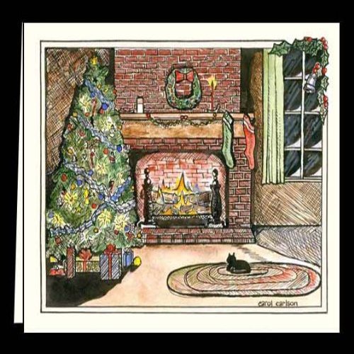 CHRISTMAS WINTER NOTE CARDS STATIONERY "WARM KITTY" SET OF 8 CARDS/ENVELOPES