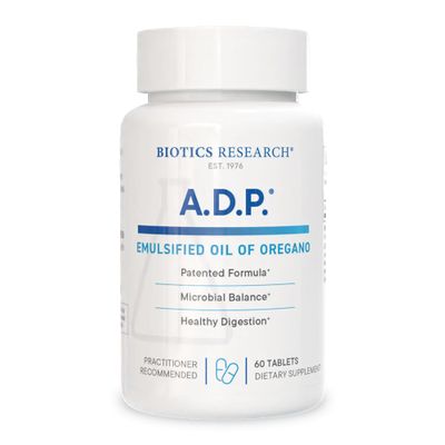Biotics Research A.D.P. Emulsified Oil of Oregano Tablets for GI Health -Sustained Release for High Absorption Contains Carvacrol, Wild Oregano Oil 50mg/S - Patented Formula -Non GMO 60 Tablets