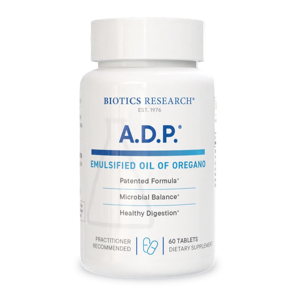 Biotics Research A.D.P. Emulsified Oil of Oregano Tablets for GI Health -Sustained Release for High Absorption Contains Carvacrol, Wild Oregano Oil 50mg/S - Patented Formula -Non GMO 60 Tablets