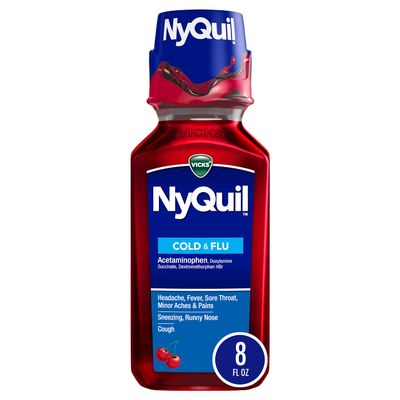 Vicks NyQuil Cough Nighttime Relief, 8 Fl Oz, Cherry Flavor - Relieves Sore Throat, Runny Nose, Cough