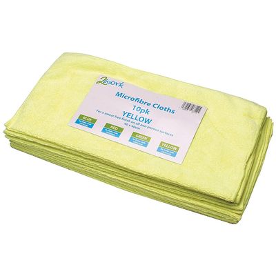 10 Pack of Yellow Lint Free Microfibre Exel Super Magic Cleaning Cloths for Polishing, Washing, Waxing and Dusting. Cleaning Accessories