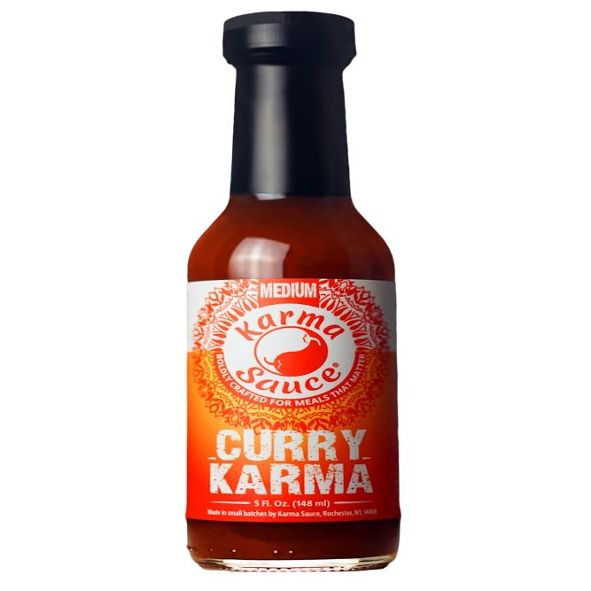 Curry Karma Hot Sauce | A Thick And Rich Curry Sauce With A Touch of Heat | No Preservatives, Extract-Free, Sugar-Free, Paleo / Keto Friendly | Made In Finger Lakes, USA | 5 fl. oz bottle