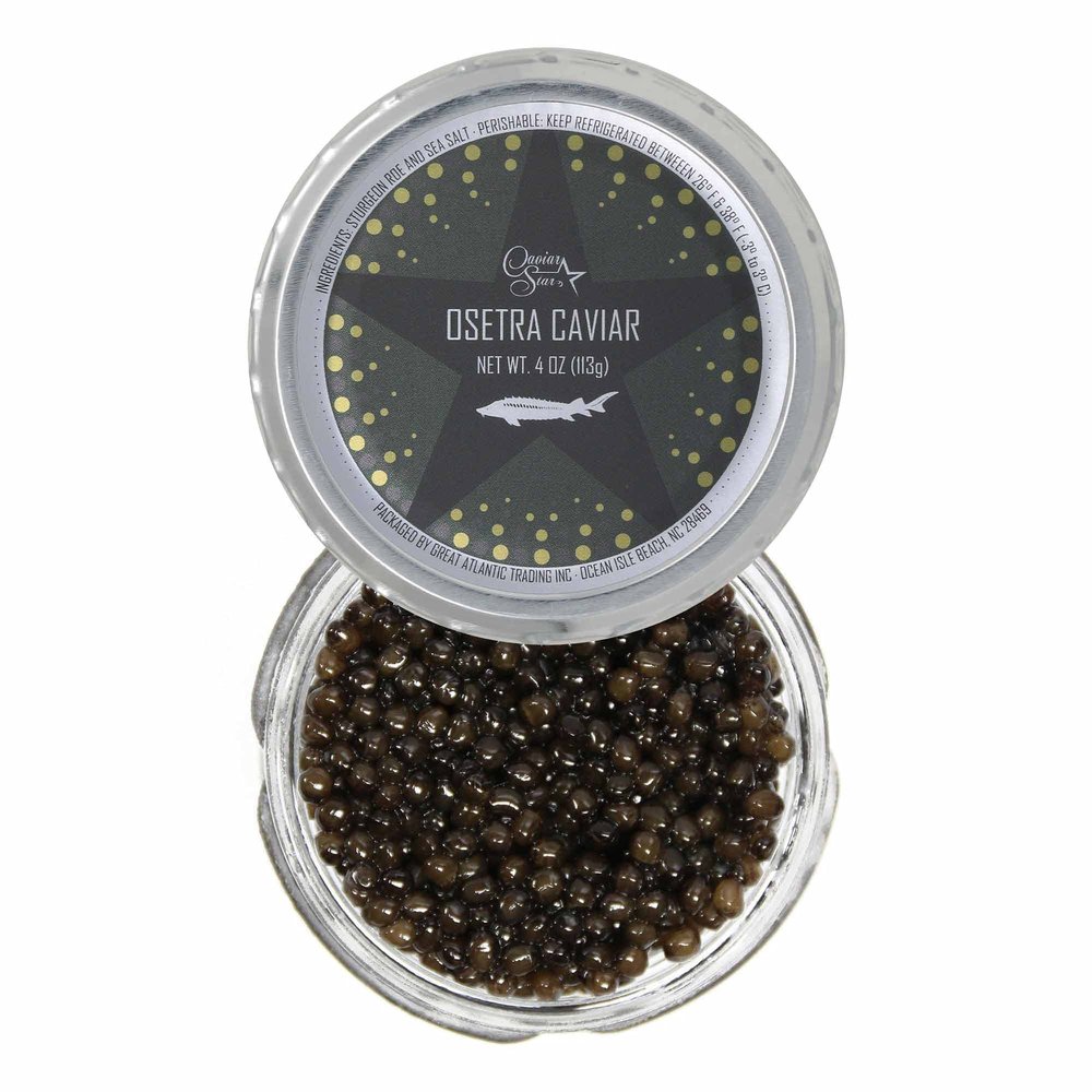 Caviar Star - Premium Black Caviar Sturgeon from Sustainable Farms - Exquisite MALOSSOL Osetra Sturgeon Caviar - Fresh Russian Caviar Food - Gourmet Culinary Experience - 4 Ounce