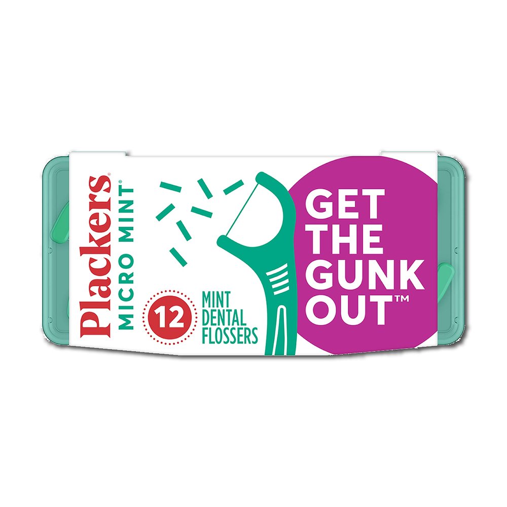 Plackers Micro Mint Dental Flossers, Travel Pack, Perfect Travel Size, Easy Storage, Dental Care On-The-Go, Fresh Mint Flavor, 12 Count