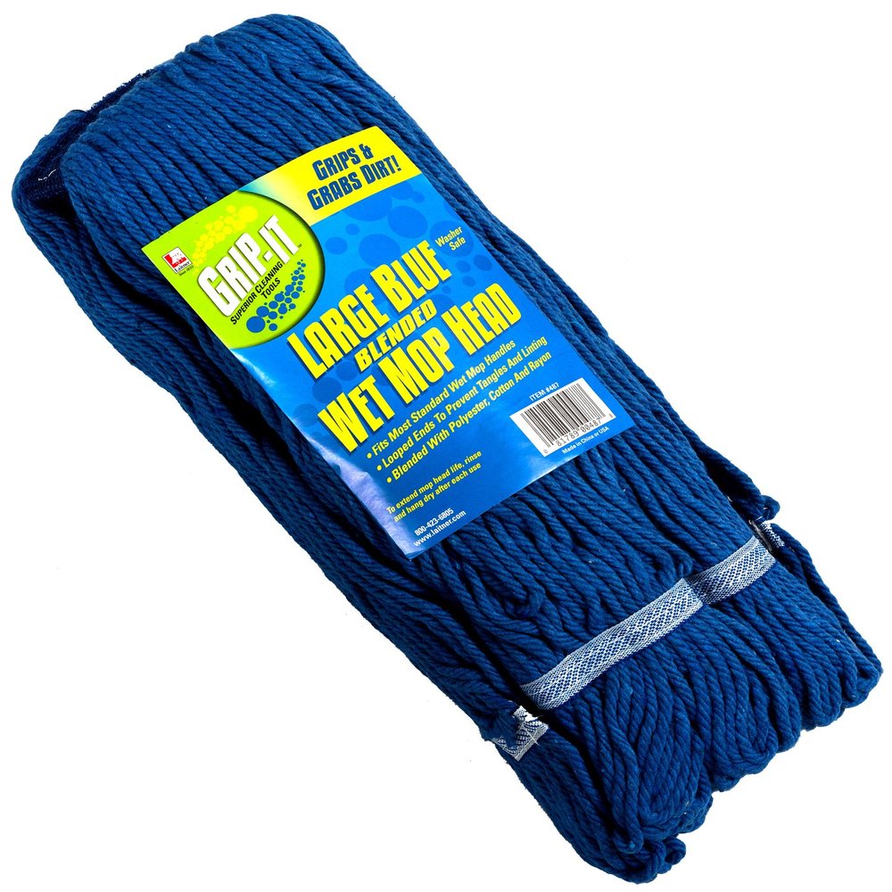 Laitner Brush Company 4 Ply Looped Mop Head, Large, Blue