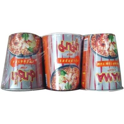 Mama Tom Yum Kung Flavoured Instant Noodle Cup 60 G. Pack 3