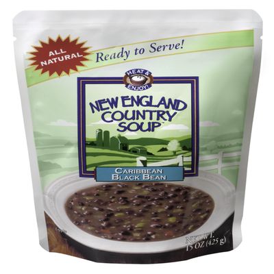 Caribbean Black Bean Soup from New England Country Soup tm, 15-Ounce Microwavable, Ready-to-Serve Pouch (Pack of 6)