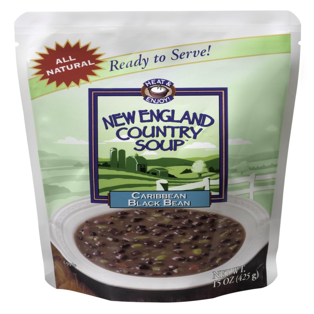 Caribbean Black Bean Soup from New England Country Soup tm, 15-Ounce Microwavable, Ready-to-Serve Pouch (Pack of 6)