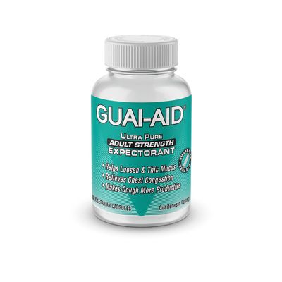 200 Guai-Aid 600mg "Ultra-Pure" Guaifenesin CR Capsules for All-Day Everyday Mucus Relief. Controls phlegm, Cough, Chest Congestion, colds & flu.