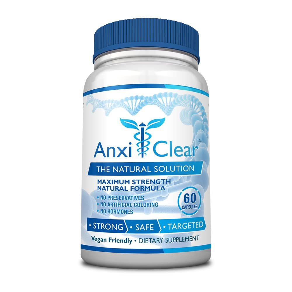 AnxiClear Consumer Health Mood - L-theanine,Valerian, 5-HTP - Day Formula - 60 Capsules - Made in The USA