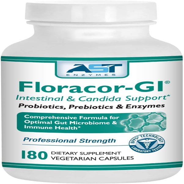Floracor-GI Candida Cleanse, Probiotic and Enzyme Support Formula 180 Capsules