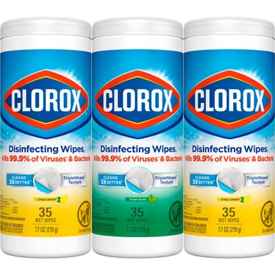 Clorox Disinfecting Wipes, 35 Wipes Per Tub, Pack Of 3 Tubs
