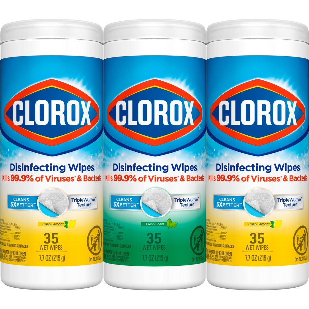 Clorox Disinfecting Wipes, 35 Wipes Per Tub, Pack Of 3 Tubs