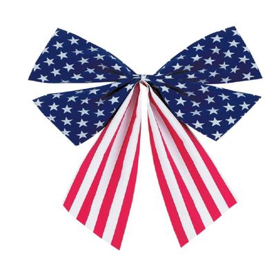 Impact Innovations Medium 4-Loop Flocked Patriotic Bows, Stars and Stripes, 6-Count