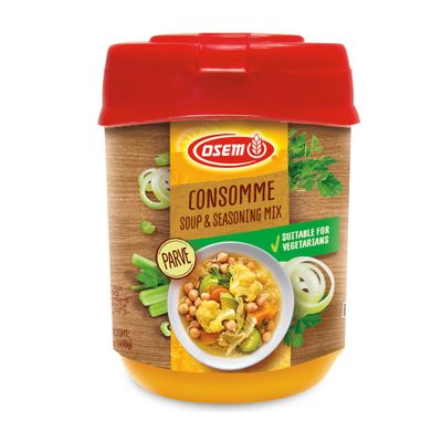 Osem Chicken Flavored Consomme Powder Soup & Seasoning Mix - Instant Broth Base, Perfect for Soups, Sauces, Stews, Rice, and More - Rich Savory Flavor Enhancer for Cooking - 14.1 oz (Pack of 1)