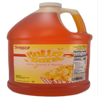 Snappy Butter Burst Popcorn Oil, Movie Theater Butter Oil for Machines and Stovetops, Naturally Colored with Beta Carotene, 1 Gallon