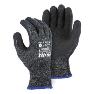 Majestic Glove Cut-Less 34-1570/X2 Cut Resistant Gloves, 2XL, Latex Coating, Dyneema/Nylon/Spandex, Knit Wrist Cuff, Resists: Abrasion, Cut, Puncture and Tear, ANSI Cut-Resistance Level: A4