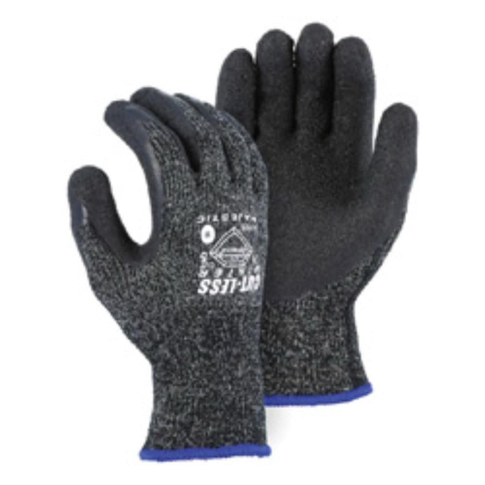 Majestic Glove Cut-Less 34-1570/X2 Cut Resistant Gloves, 2XL, Latex Coating, Dyneema/Nylon/Spandex, Knit Wrist Cuff, Resists: Abrasion, Cut, Puncture and Tear, ANSI Cut-Resistance Level: A4