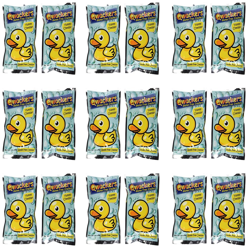 Gluten Free Cheddar Cheese Qwackers Single Serve Snack 1 Oz Bag (Pack of 18)