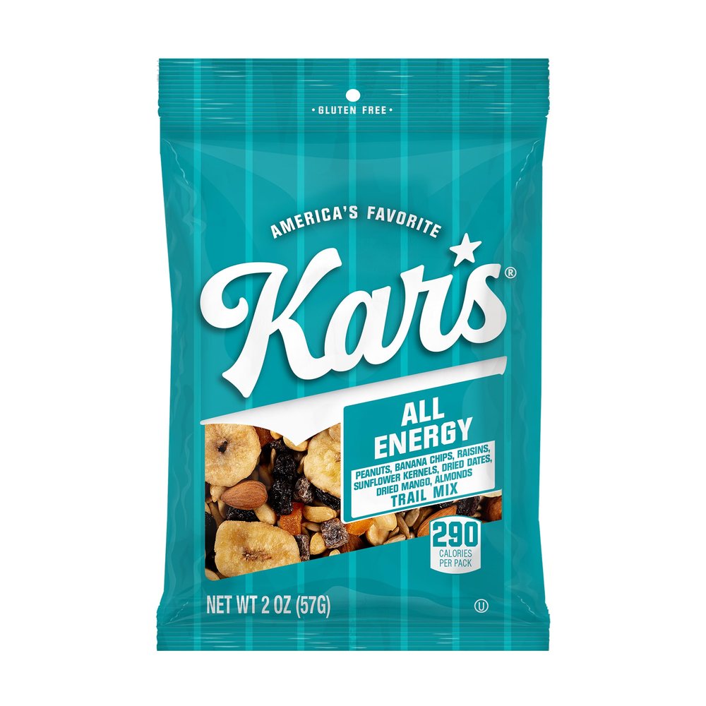 Kars Nuts All Energy Unsalted Trail Mix, 2 oz  Grab & Go Bags, Individual Snack Packs (Pack of 48), Gluten-Free Trail Mix Snack